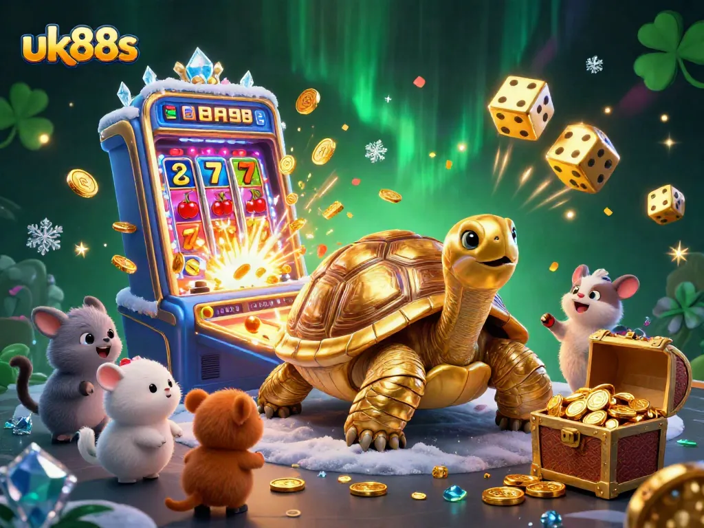 Engage in thrilling games with uk88s at this vibrant casino-themed illustration.
