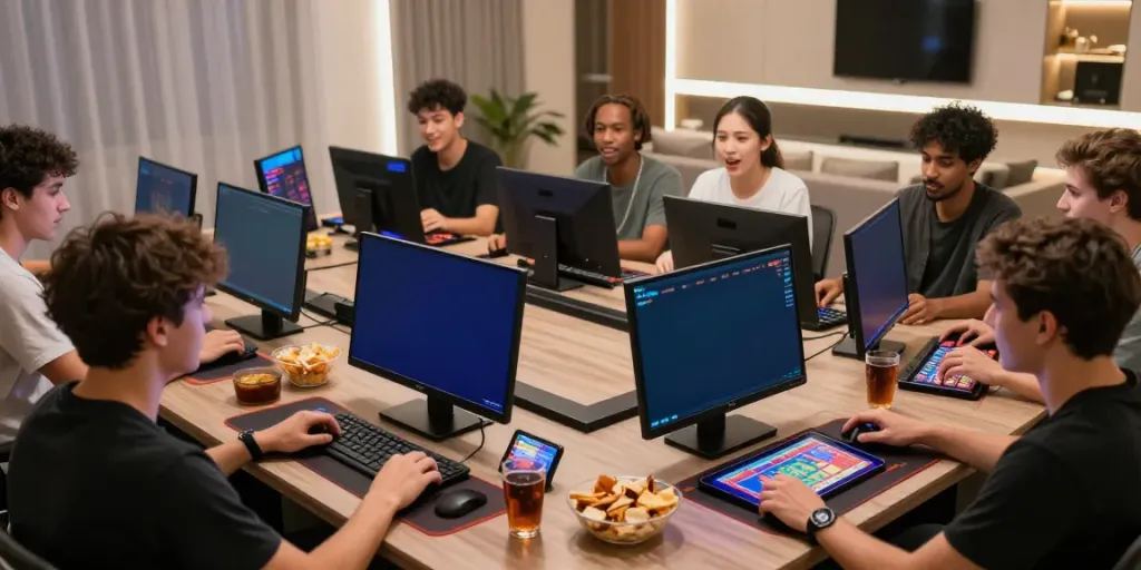 A80 gaming platform scene with players engaging in slots and live casino games.