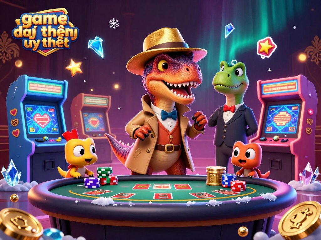 Engage with the thrilling world of game đổi thưởng uy tín in this dynamic 3D casino illustration.