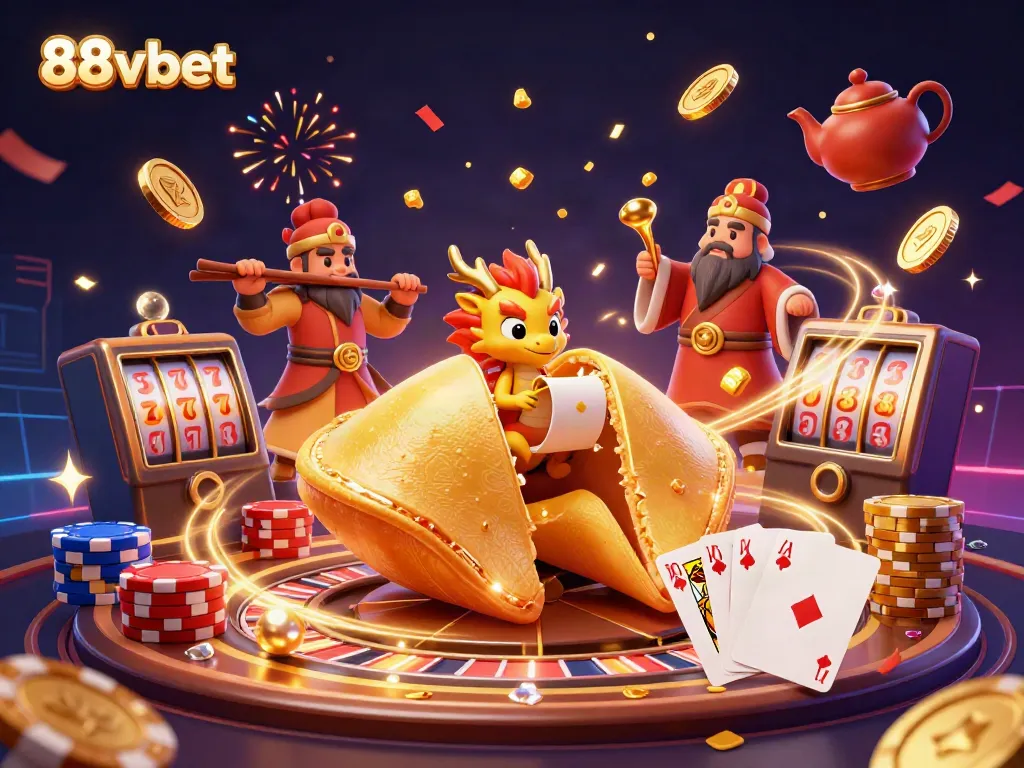 Experience thrilling gaming at 88vbet with a vibrant 3D casino scene full of dynamic elements.