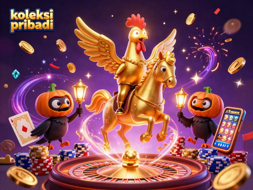 Experience the thrill of koleksi pribadi with a lively golden rooster in a dynamic casino setting.