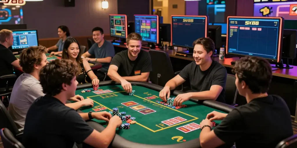 SV88 online gaming atmosphere with diverse players enjoying live casino games.