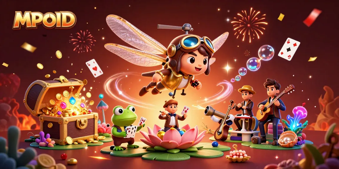 MPOID enhances gaming through an exciting 3D illustration of vibrant casino characters and elements.
