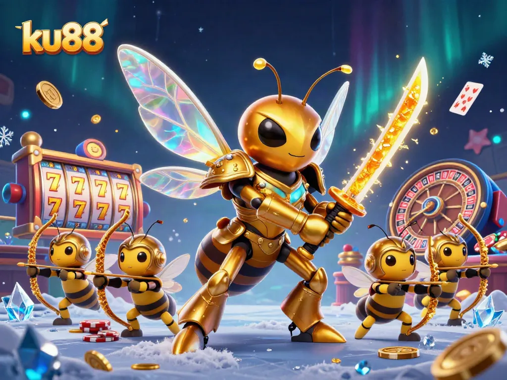 Bet on casino games like slots and roulette at ku88 with exciting 3D art illustration.