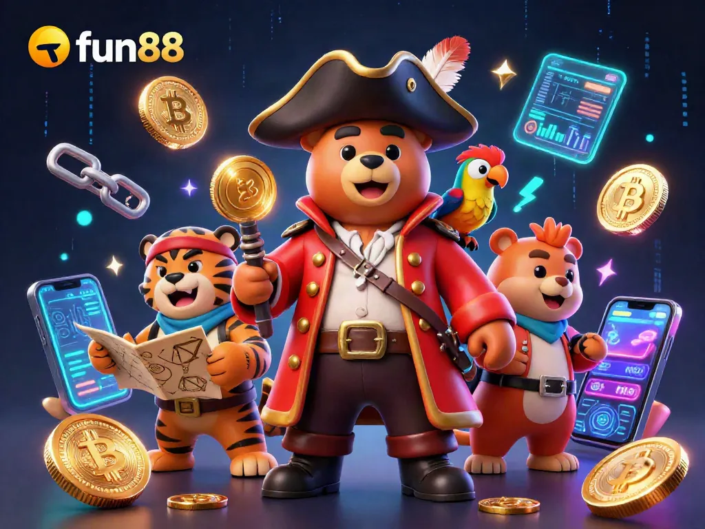 Play at fun88 and enjoy a vibrant casino experience with 3D pirate-themed characters.