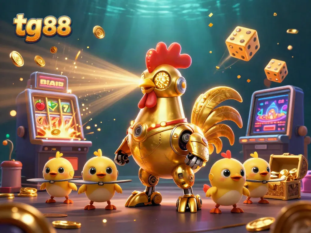Engage in thrilling slots and games at tg 88 with a vibrant robot and fun characters!