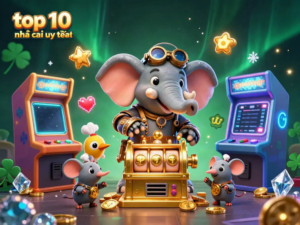 Interact with the colorful gaming scene highlighting top 10 nhà cái uy tín with exciting steampunk elements.