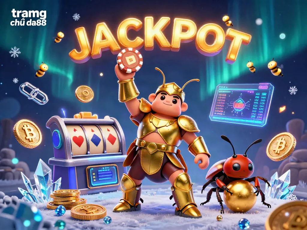 Experience thrilling games at tramg chủ da88 with a vibrant 3D jackpot scene illustrating excitement and winning potential.
