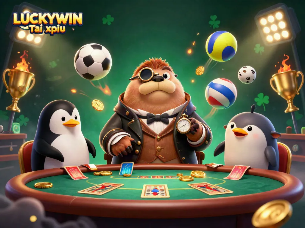 Experience the excitement of LUCKYWIN Tài xỉu with a whimsical underwater casino scene featuring unique characters and dynamic game elements.