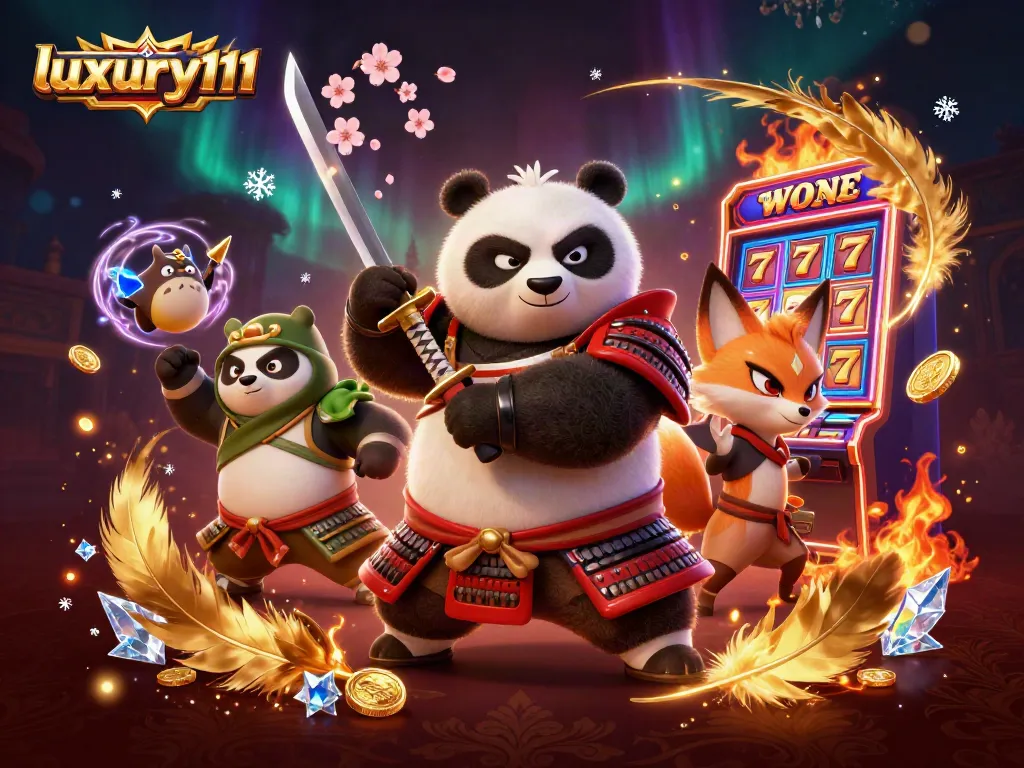 Play exciting slots and win big at luxury111 with a fierce samurai panda and magical elements.