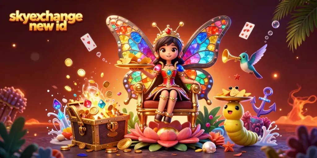 Experience exciting betting on skyexchange new id with a vibrant casino-themed fantasy illustration.